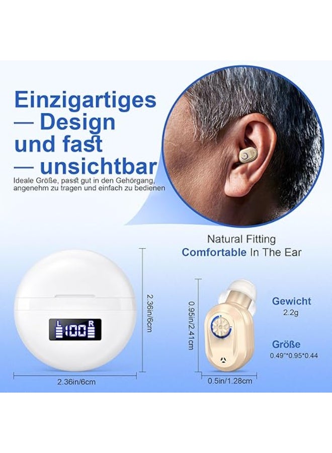Hearing aids, invisible magnetic hearing aids, contact charging case with LED power display (white + skin color) - Image 4